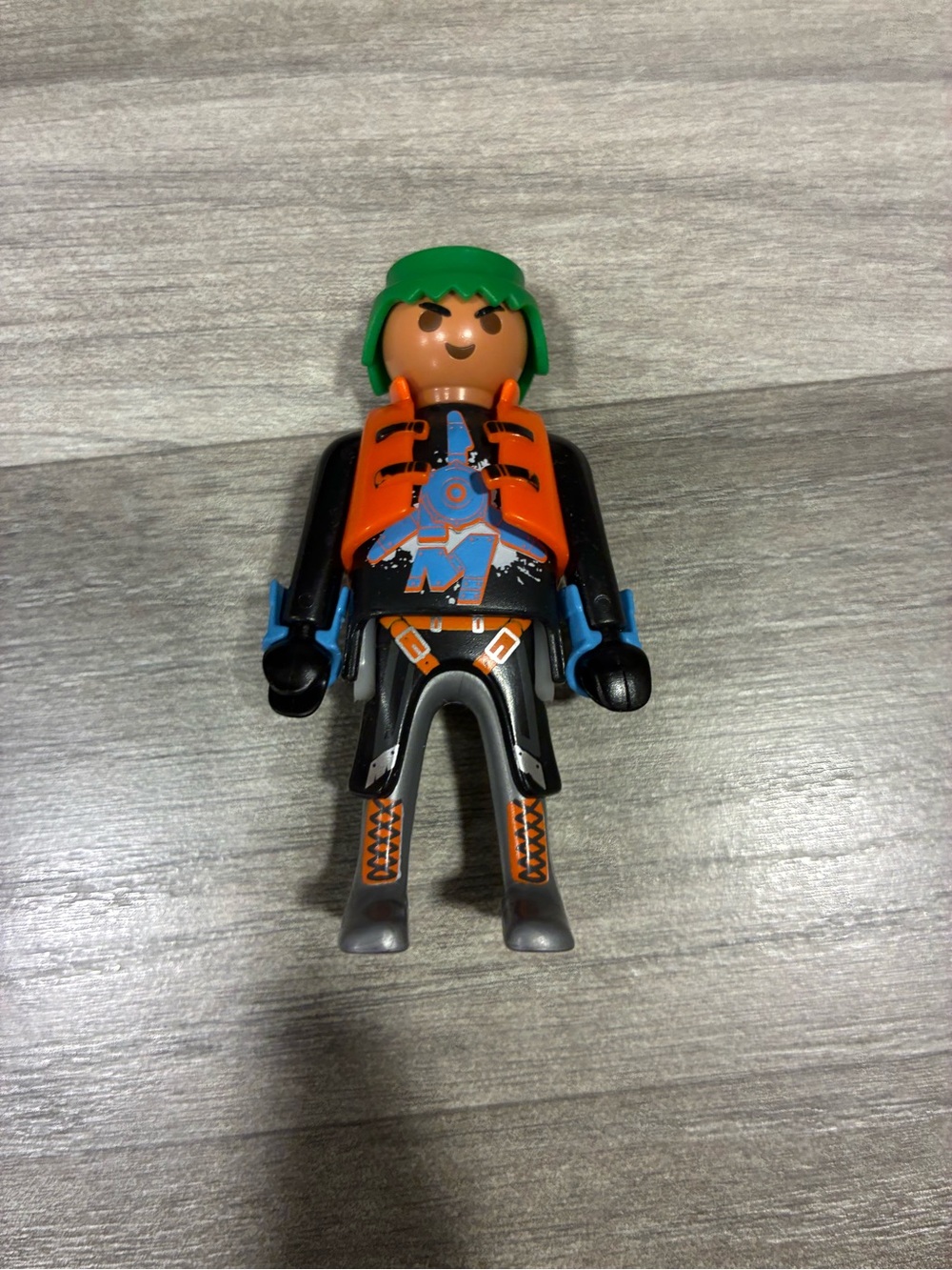 Playmobil Orange Race Car Driver Figurine With Grey Vest